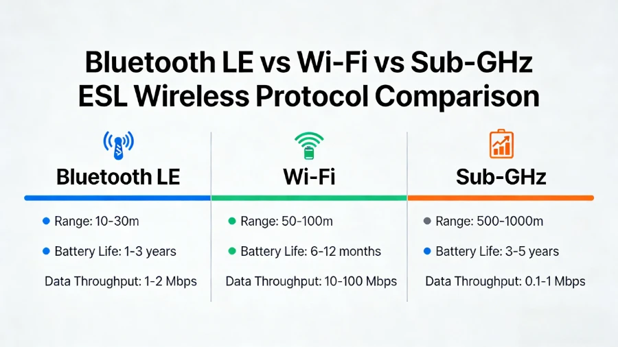 Bluetooth vs Wi-Fi vs Sub-GHz Elektroninen hyllytarra
