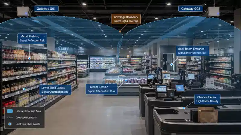 Electronic Shelf Label Gateway -sijoittelu: RF-sivustokyselyopas vähittäiskaupoille